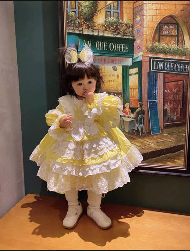 Customer photo review of Yellow Lolita Lace Floral Girl Princess Cake Dress
