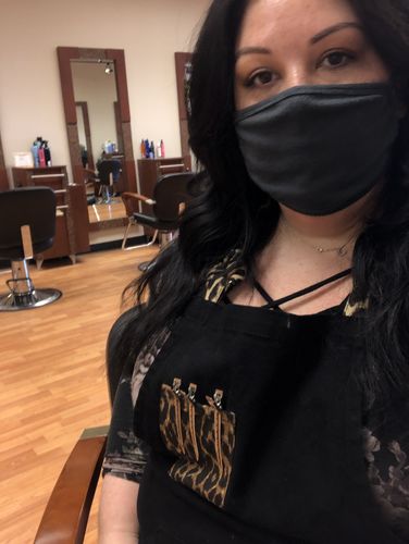 Customer photo review of Leopard Two Tone Apron (Pre Order)