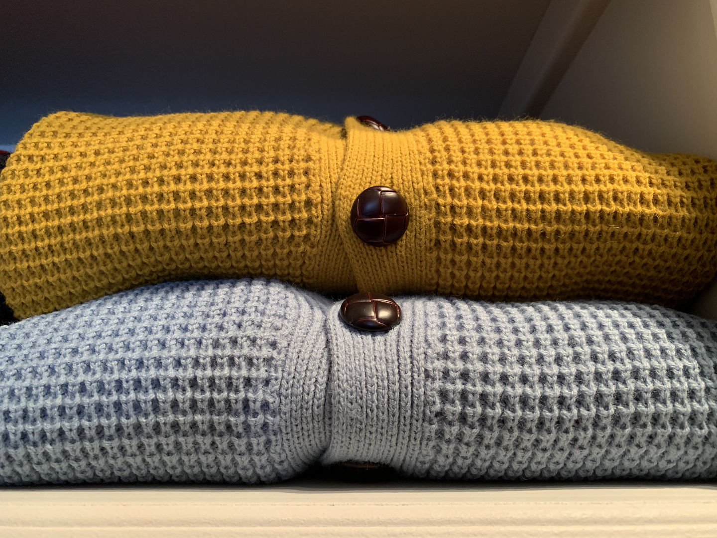 Customer photo review of Waffle Knit Cardigan - Dusty Blue