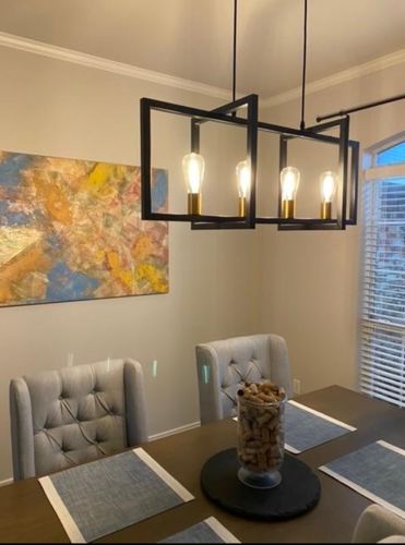 Customer photo review of Mid-Century Black 4 / 6 Light Rectangle Chandelier
