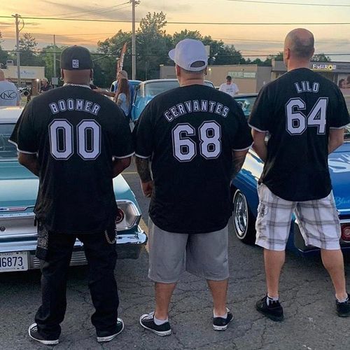 Customer photo review of Custom White Brown Strip Brown-Gold Authentic Throwback Rib-Knit Baseball Jersey Shirt