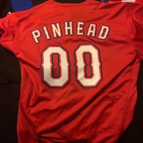 Customer photo review of Custom Red Red-Navy Authentic Baseball Jersey