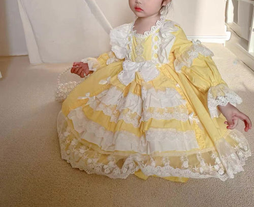 Customer photo review of Yellow Lolita Lace Floral Girl Princess Cake Dress