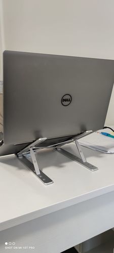 Customer photo review of Laptop Stand | Aluminium, Portable & Foldable