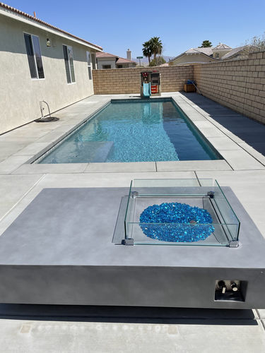 Customer photo review of 65" Rectangular Outdoor Propane Gas Fire Pit Table in Gray