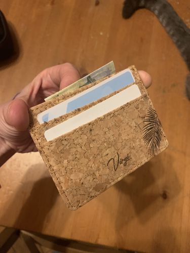 Customer photo review of Personalised Cork Leather Card Holder