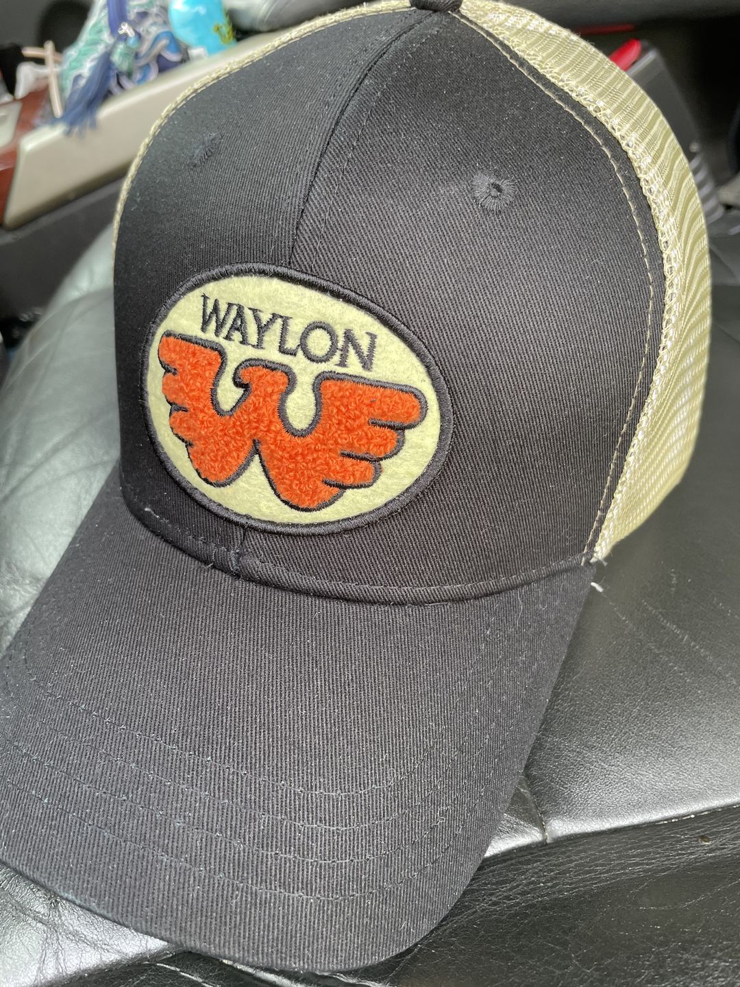 Customer photo review of Flying W Patched Waylon Jennings Trucker Hat