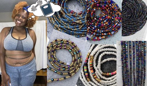 Customer photo review of Black is Beautiful Tie On Waist Beads
