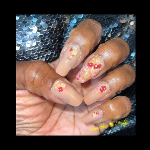 Customer photo review of Nail Art Foil Glue Gel with Transparent Flower Nail Foil Stickers Set