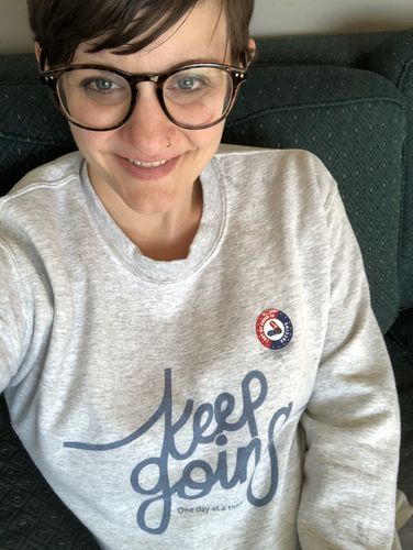 Customer photo review of Keep Going (supporting the American Foundation for Suicide Prevention) -- Sweatshirt