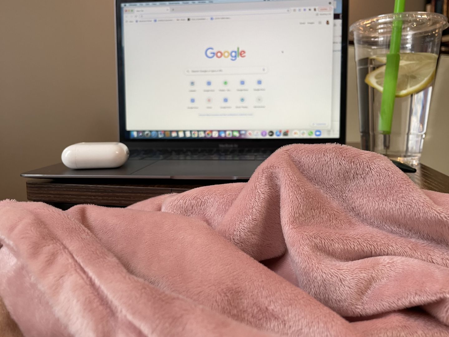 Customer photo review of MegaBee Minky Throw Blanket Solid Dusty Pink
