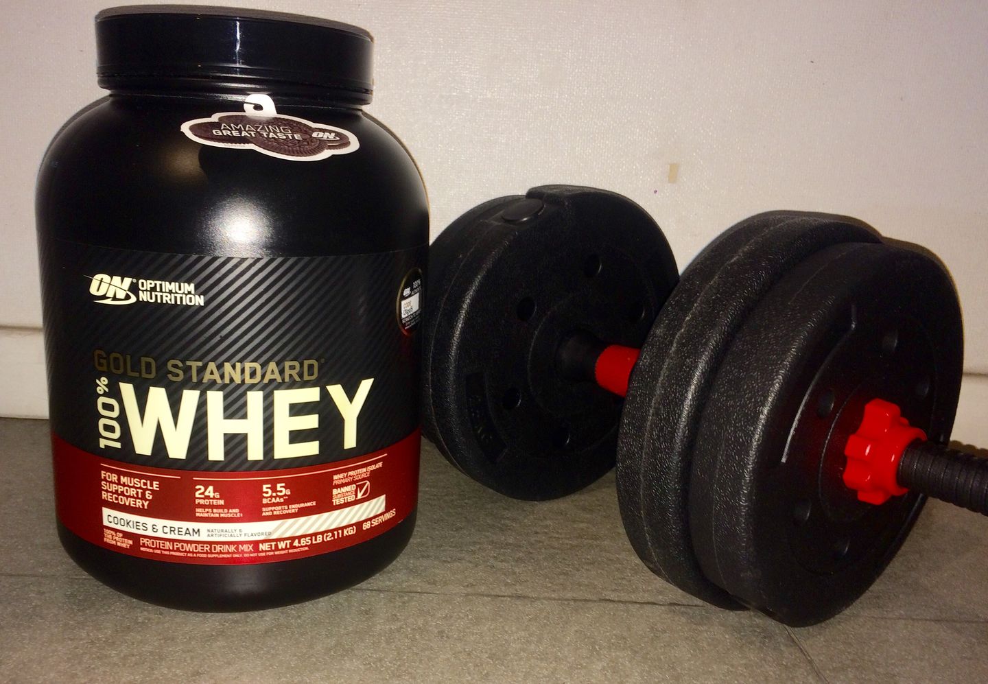 Customer photo review of Optimum Nutrition Gold Standard 100% Whey Proteina 5 Lb