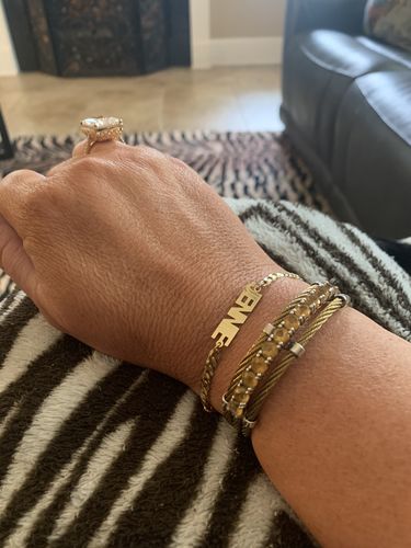 Customer photo review of Block Mini Name Bracelet with Cuban Chain