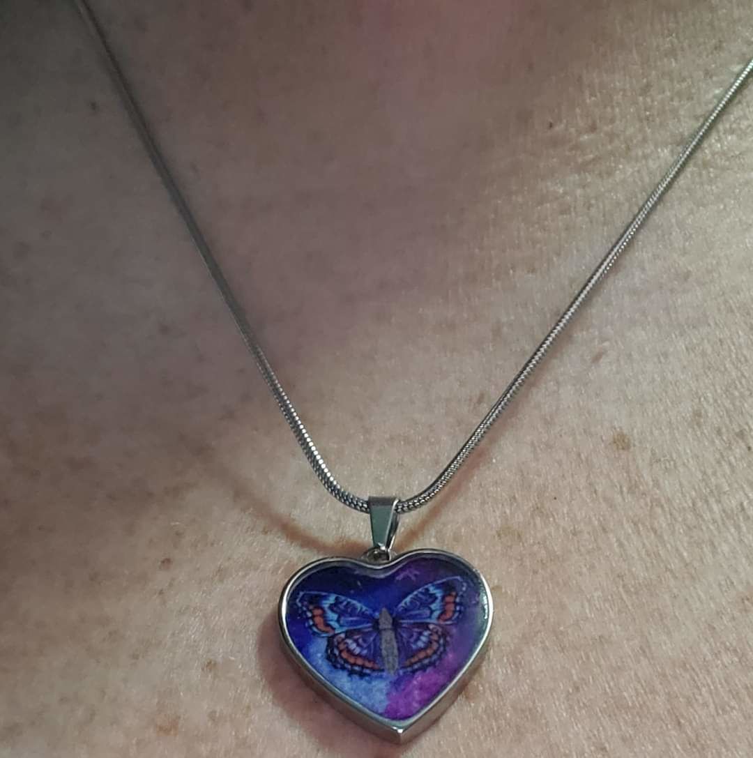 Customer photo review of Butterfly Galaxy - Heart Necklace