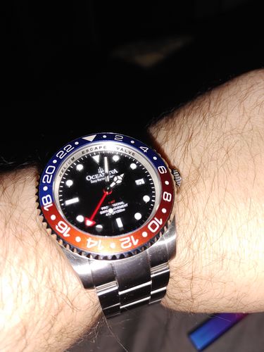 Customer photo review of Oceaneva™ Men's GMT Deep Marine Explorer 1250M Pro Diver Watch Blue and Red