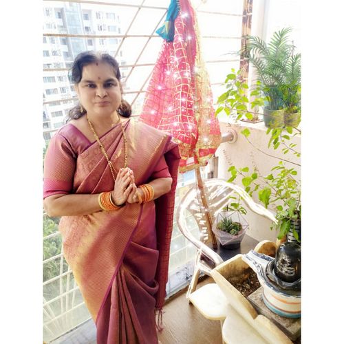 Customer photo review of Wine Purple Woven Kanjivaram Saree - Special Wedding Edition
