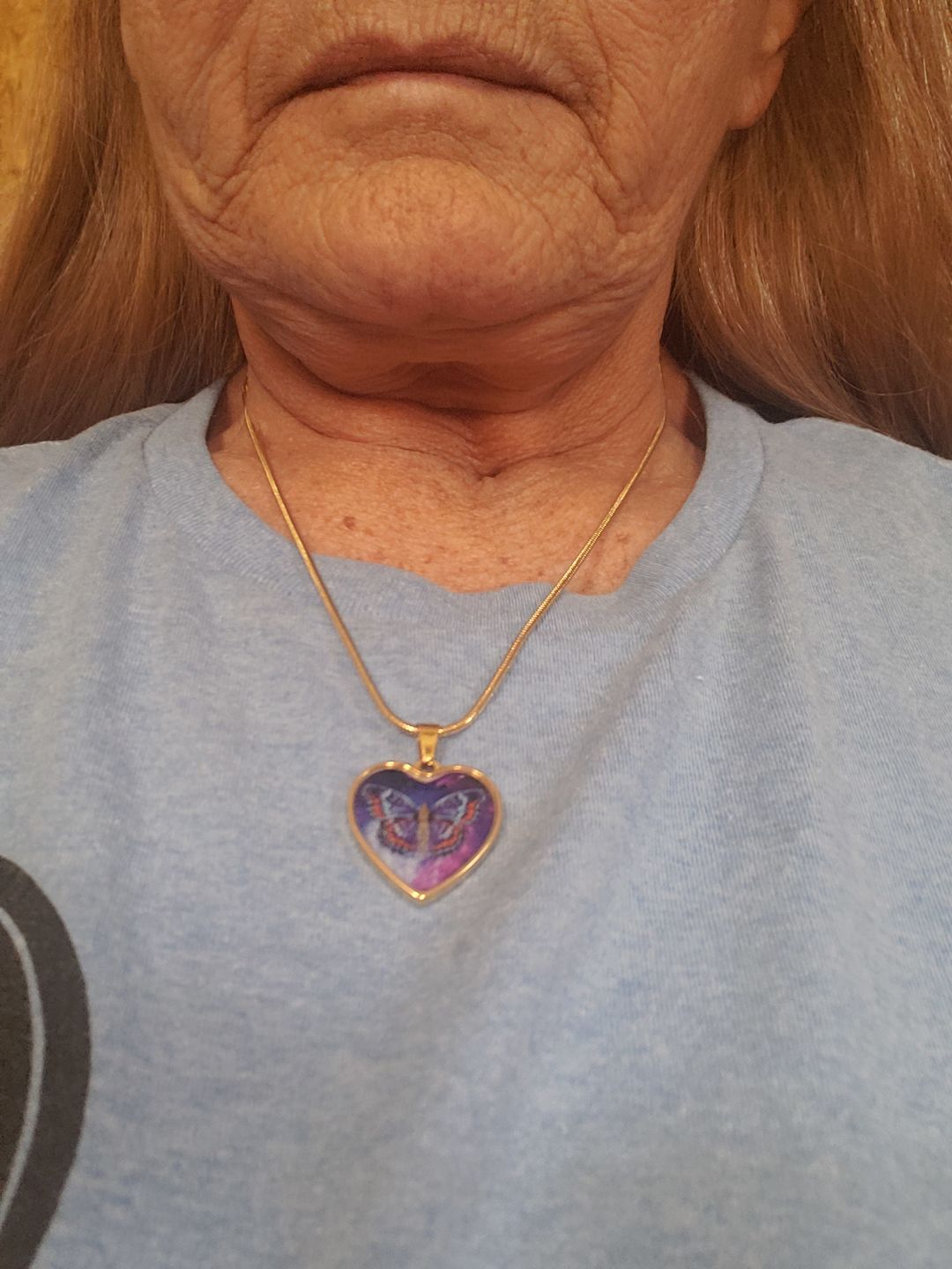 Customer photo review of Butterfly Galaxy - Heart Necklace