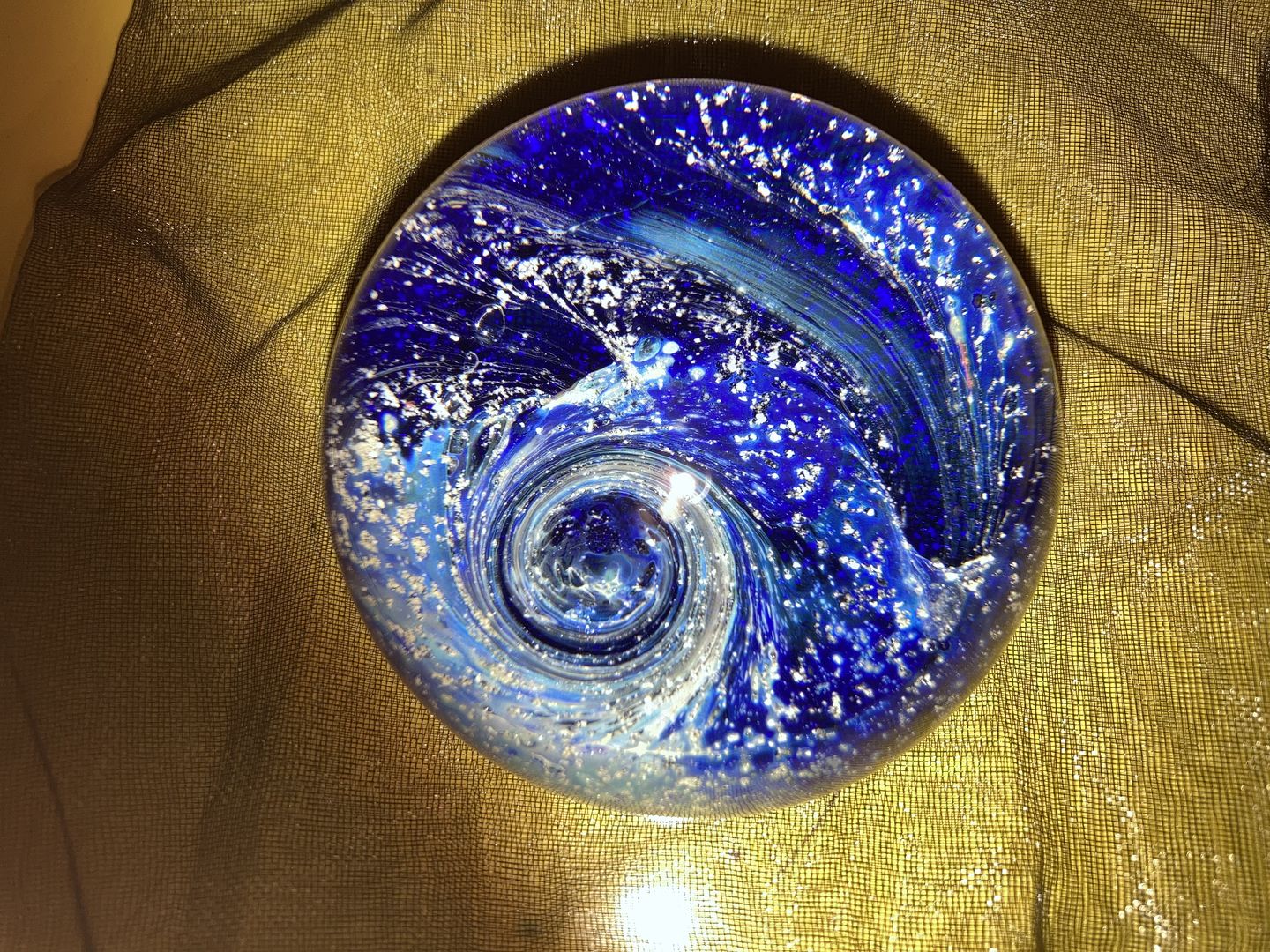 Customer photo review of Nightswirl Paperweight with Infused Cremation Ash