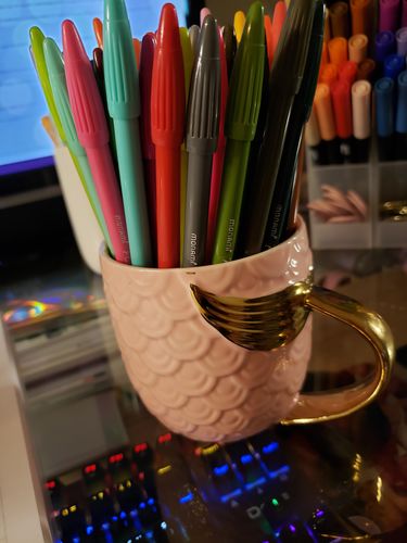 Customer photo review of Taza sirena dorada con rosado