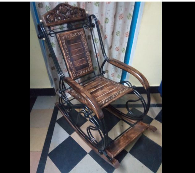 Customer photo review of Wooden & Iron Rocking Chair Wooden Chair Swing Chair