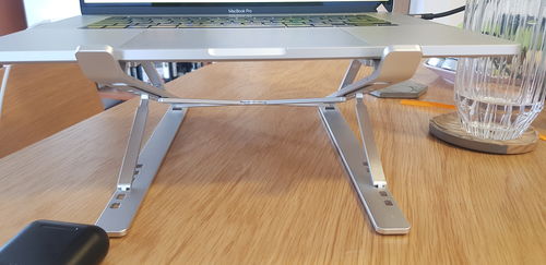 Customer photo review of Laptop Stand | Aluminium, Portable & Foldable (double height)