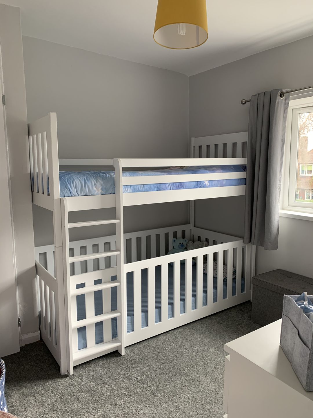 Customer photo review of Wooden Bunk Bed Cris with Cot Bed