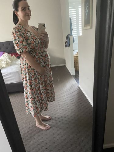 Customer photo review of Sunday Maternity & Nursing Dress in Posey