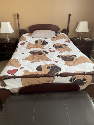 Customer photo review of 4 Pieces Lovely Pug Comforter Set