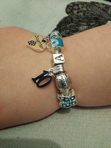 Customer photo review of Silver Plated Daughter Heart Drop Charm
