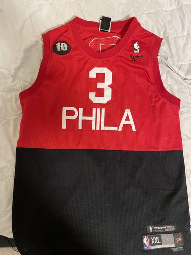 Customer photo review of Allen Iverson Philadelphia 76ers 10 Year Anniversary Reebok Jersey Size 2XL