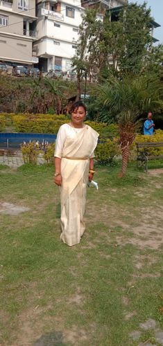 Customer photo review of Royal Princess Golden White Woven Kanjivaram Saree