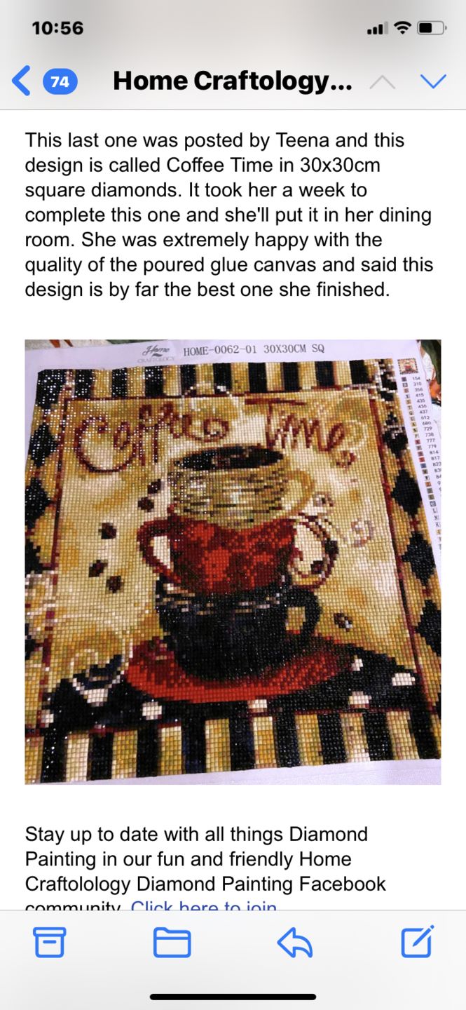 Customer photo review of Coffee Time - Diamond Painting Kit