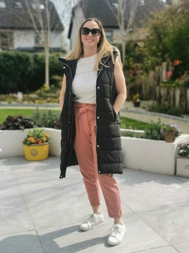Customer photo review of Skylar Black Longline Puffer Gilet
