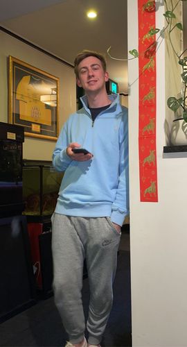 Customer photo review of Quarter Zip Pale Blue