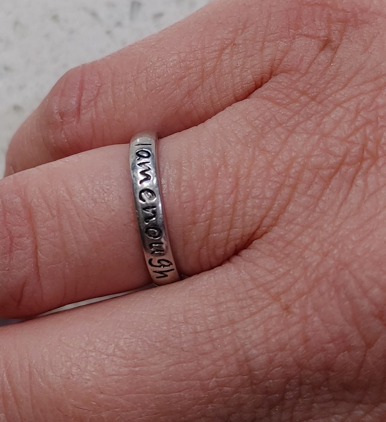 Customer photo review of 925 Sterling Silver 'I Am Enough' Ring