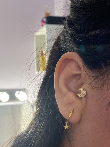 Customer photo review of Crescent Moon and Gems Cartilage Ring