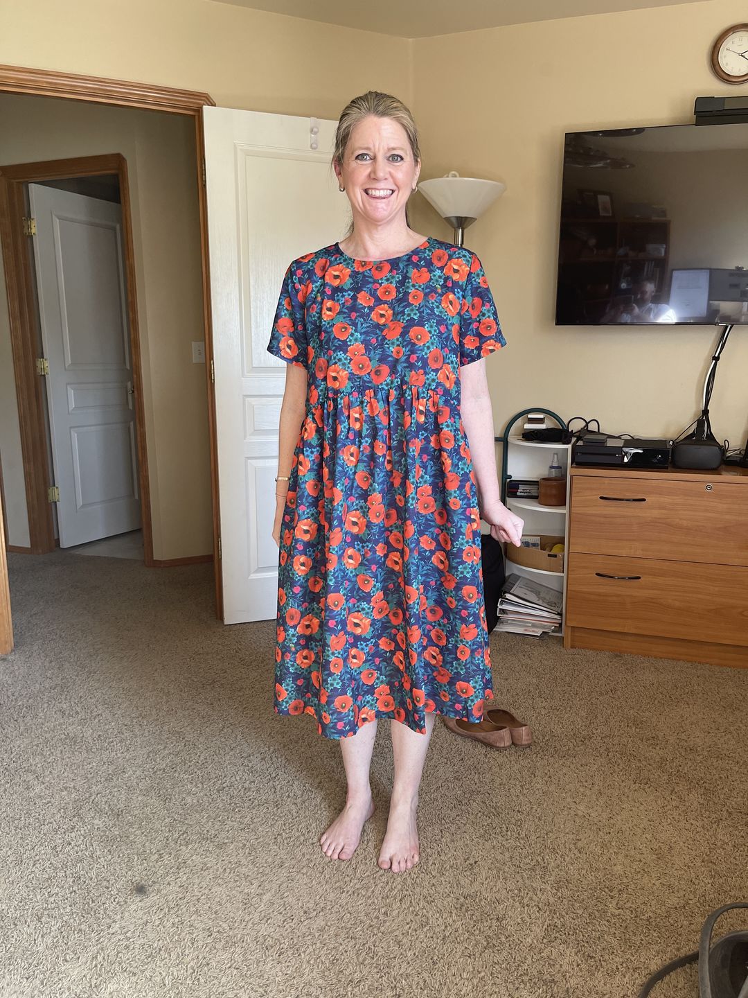 Customer photo review of Plus Size - Print Cotton Linen Loose A-Line Dress