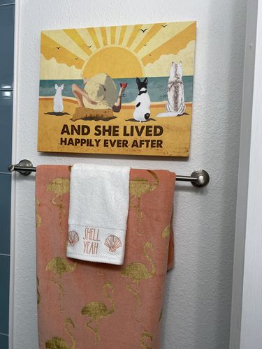 Customer photo review of Dog Happily Ever After - Personalized Custom Canvas - Beach, Wine And Dogs