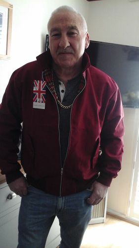 Customer photo review of Mens Classic Harrington Jacket - Burgundy