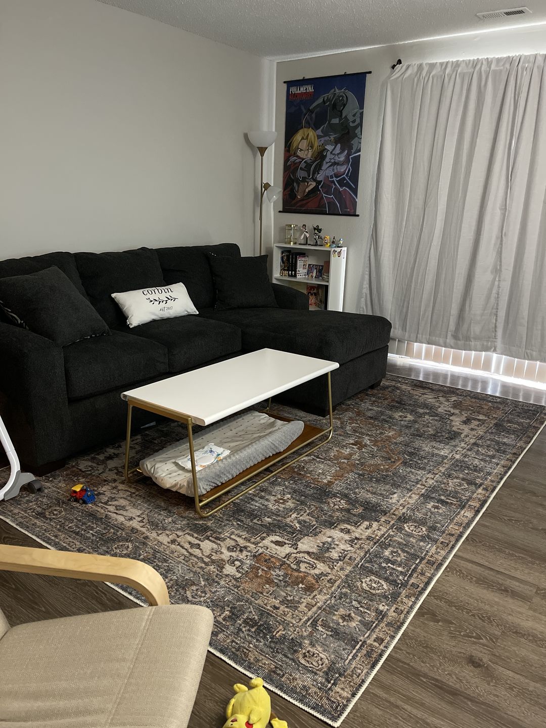 Customer photo review of Distressed Vintage Cezanne Rabbit Gray Inca Gold Area Rug