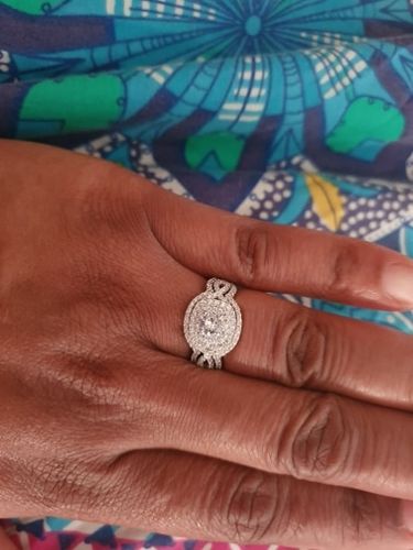 Customer photo review of Solid 925 Sterling Silver Wedding 3 Ring Set