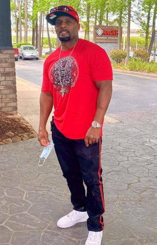 Customer photo review of Ripped Rhinestone Stripe Denim Black - Red (ZCM4228C)