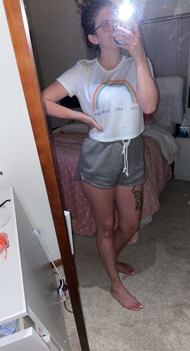 Customer photo review of You Are Enough (Rainbow) -- Crop T-Shirt