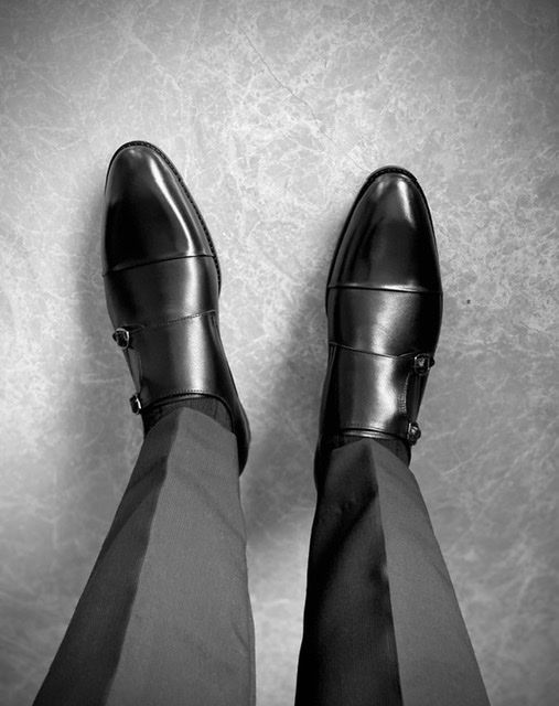 Customer photo review of Double Monk Straps Cap toe - Black