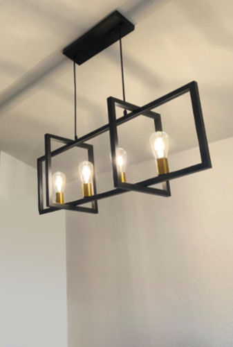 Customer photo review of Mid-Century Black 4 / 6 Light Rectangle Chandelier