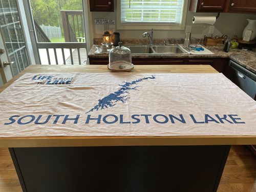 Customer photo review of Custom Lake Beach Towel