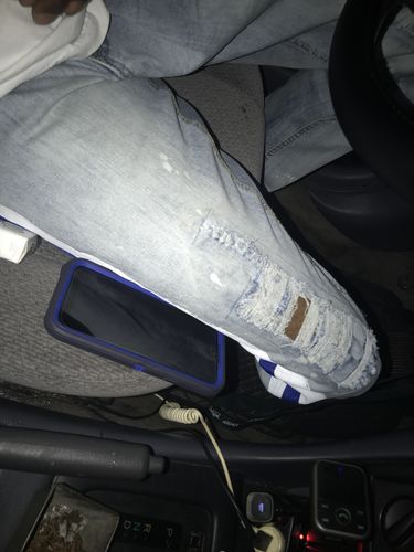 Customer photo review of Side Paint Stripe Track Denim Stone Wash - Blue (ZCM4764D)