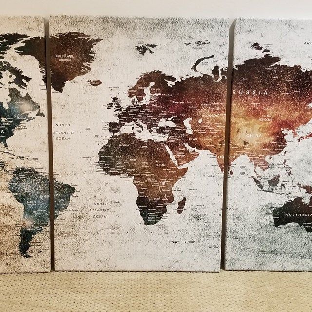 Customer photo review of World Map Canvas Print, Map Push Pin Canvas Print