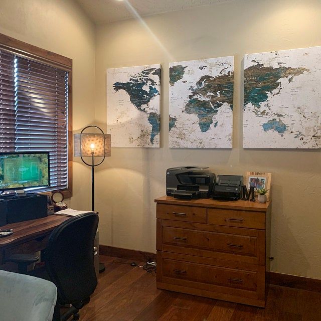 Customer photo review of Large Watercolor Wall Art World Map Canvas Print