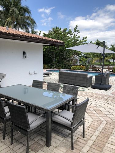 Customer photo review of Bari 16 Piece Combination Outdoor Furniture Set (L) in Mixed Gray